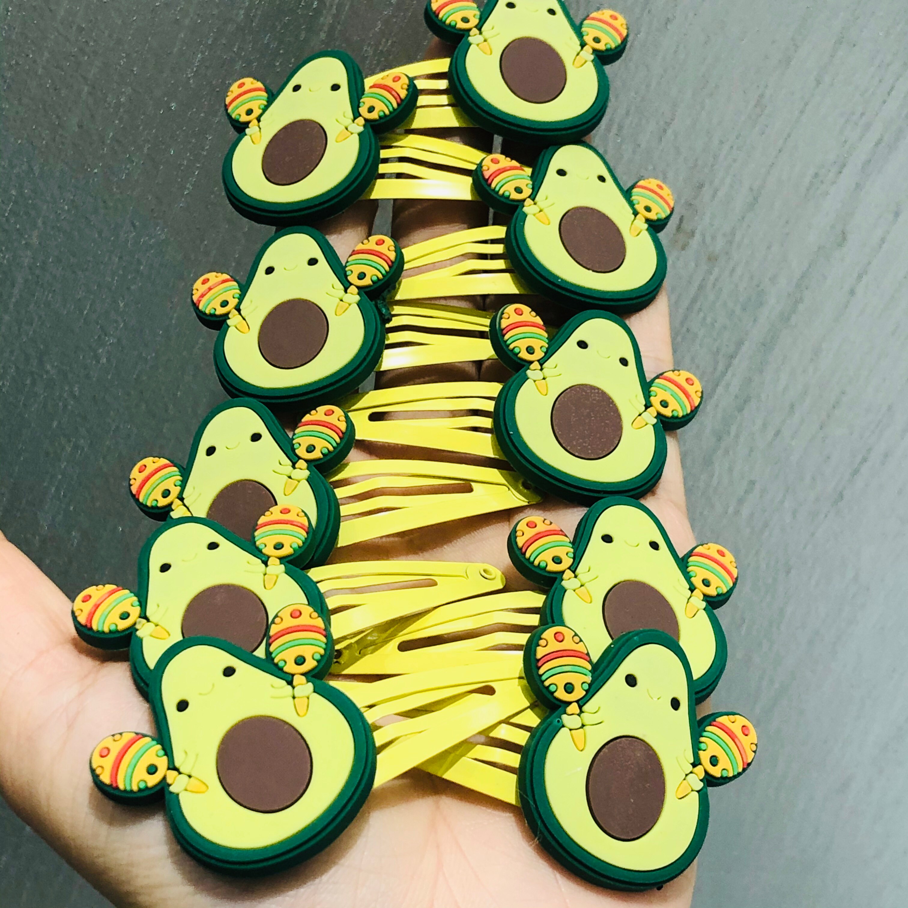 Horquillas de aguacate con fruta Kawaii para niña, pinzas para el pelo, pasadores, accesorios para el cabello, 10 unids/set por juego