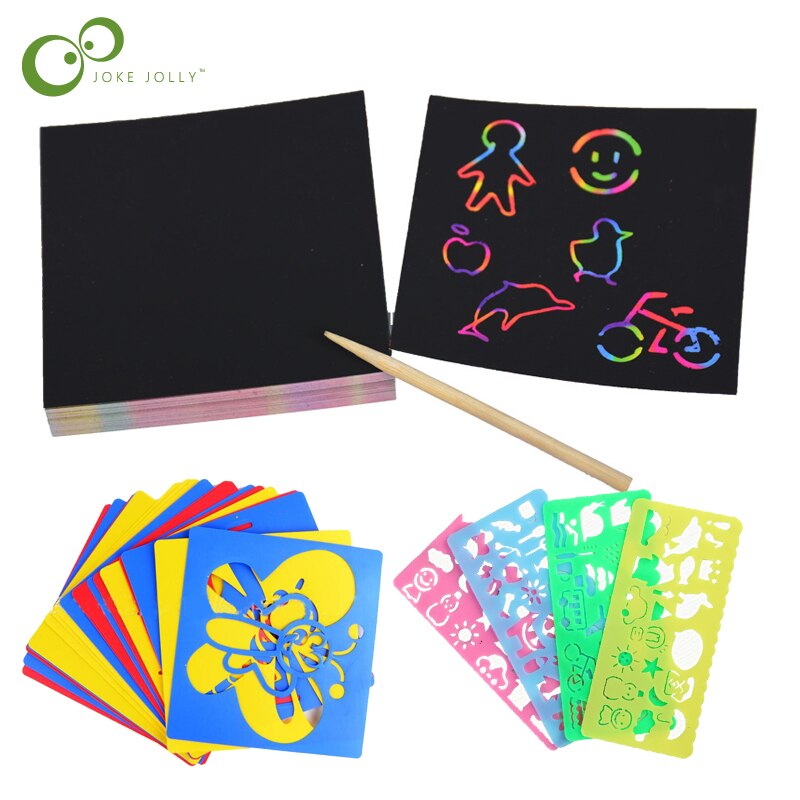 Rainbow Scratch Art Mini Notes With Wooden Stylus Scraping Drawing Toys Arts And Crafts For Girls Stocking Art YJN