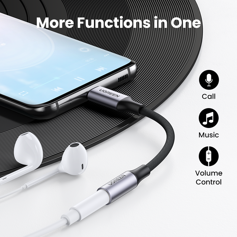 UGREEN-Cable USB tipo C a 3,5mm para auriculares, adaptador de Audio para Xiaomi Mi10, HUAWEI P30, Oneplus 9