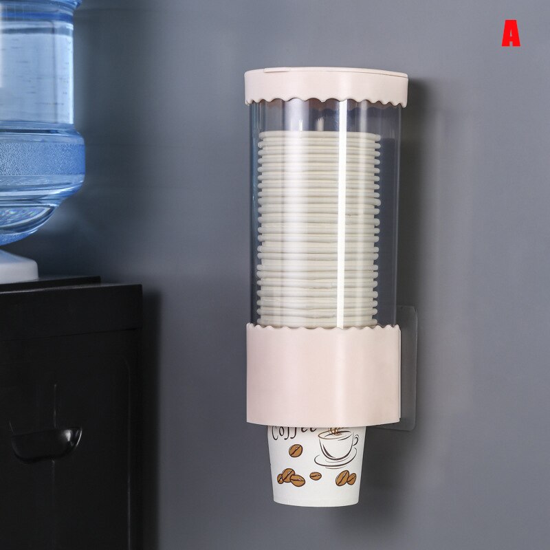 Dispensador de vasos de papel, dispensador de vasos automático desechable, soporte de vasos para el hogar, la Oficina y el Hospital: Rosa
