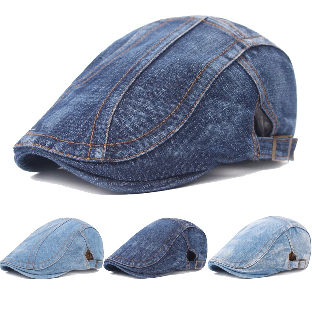 Klassiska cowboy baskerhattar för kvinnor män retro college stil denim basker tidningspojke kepsar vår höst vinter hatt visir