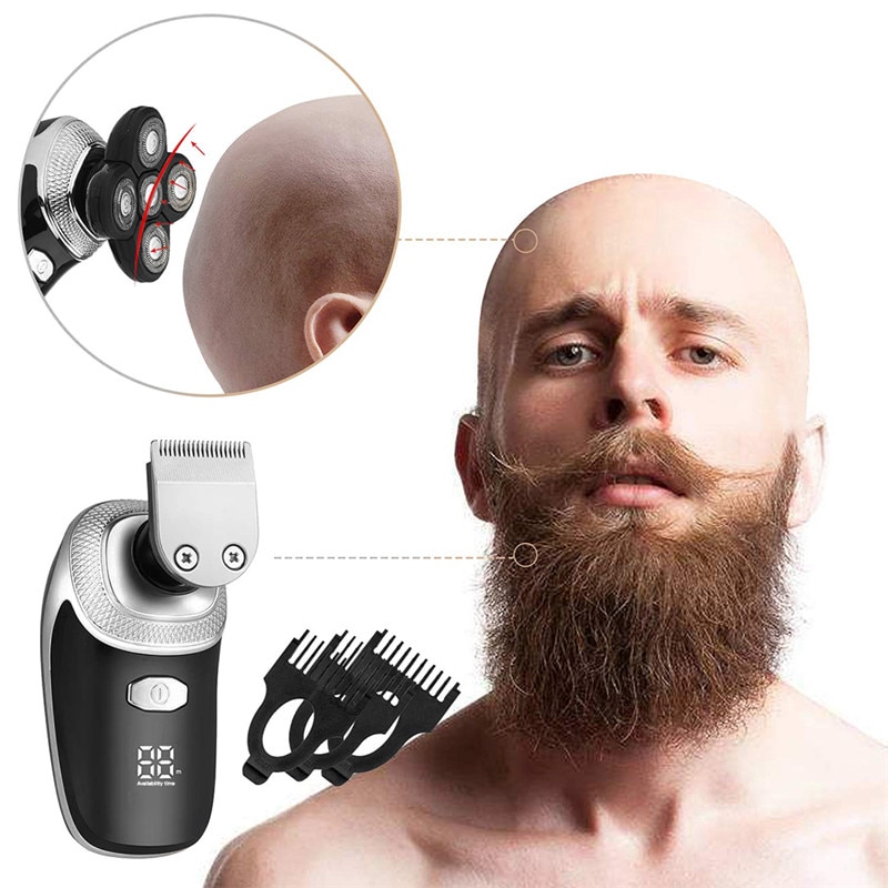 Electric Razor Bald Men Beard Trimmer 5 in 1 Grooming Kit Rotary Waterproof Electric hair Shaver shaving machine head shaver