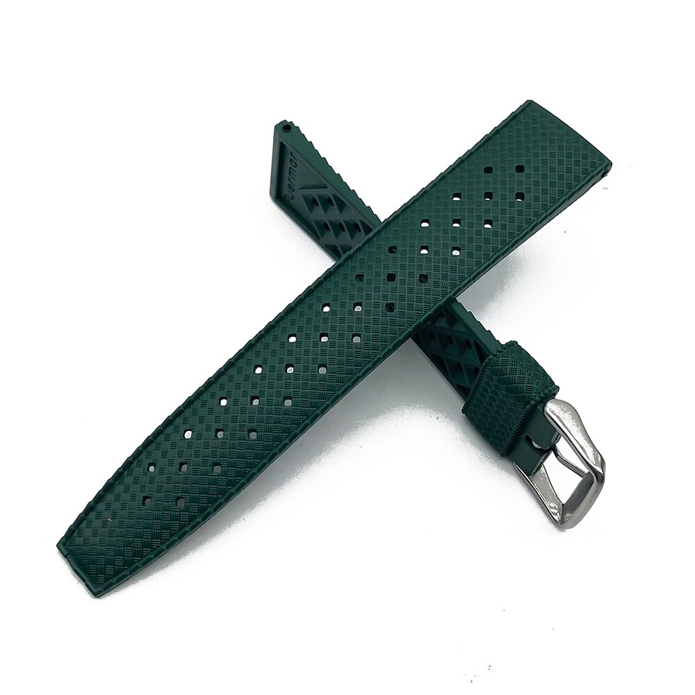 Correa de reloj Tropic de silicona de , correa de reloj de goma 20mm 22mm compatible con correa de reloj resistente al agua para buceo s-eiko, negro, azul y verde: Green / 22mm