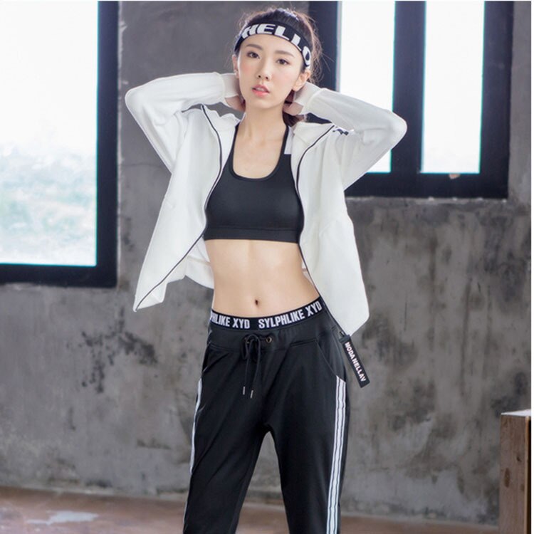 South Korea Fitness Suit Loose Running Women's Morning Running Long Sleeve lady Suit Zipper Quick Dry Fitness Suit sweatsuit