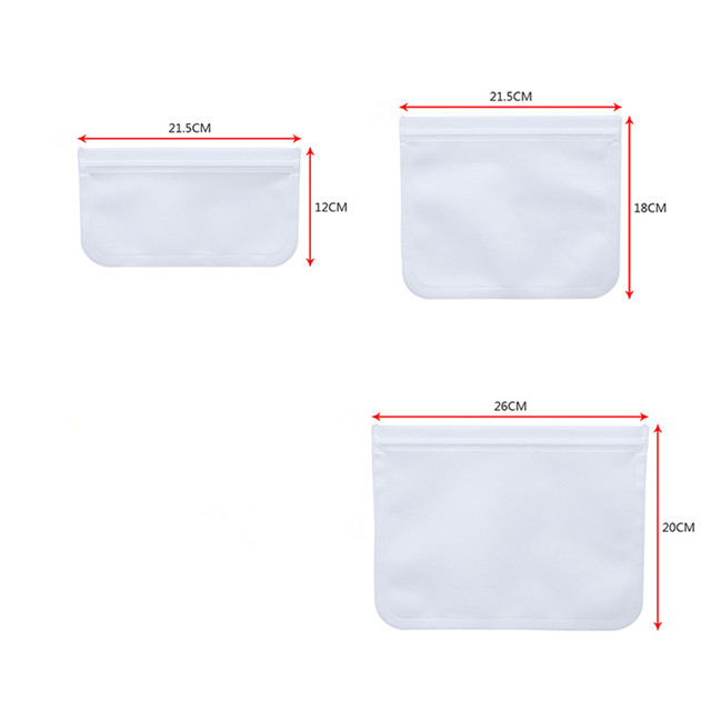 Silicone Voedsel Opslag Container Lekvrij Containers Herbruikbare Stand Up Zip Shut Zakken Cup Verse Zak Voedsel Thuis Keuken Organizer: 3 Size Together A