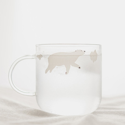 350ml 500ml Kreative Einfache Wasser Tasse Polar- Stil Handgemachte Glas Nette Eisbär Pinguin Becher Kaffee Tasse Kaltes und wärme beständig: Polar- Bär