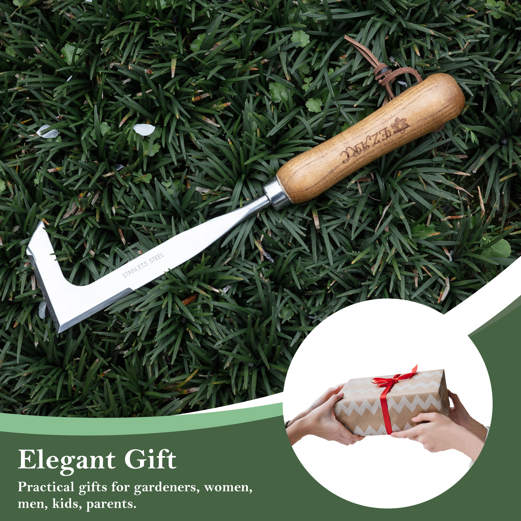 EZARC Crack Weeder, Crevice Weeding Tool, 11.2" Stainless Steel Manual Weeder, L-Shaped Puller Spatula, Weeding Sickle