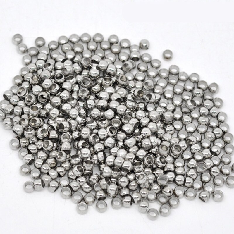 Kupfer Crimp Perlen Runde Silber Ton 2mm 3,5mm (1/8 ") Dia, 50 PCs neue