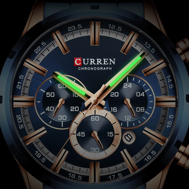 CURREN-reloj deportivo de lujo para hombres, cronógrafo de cuarzo, de pulsera, de acero completo, resistente al agua, Masculino