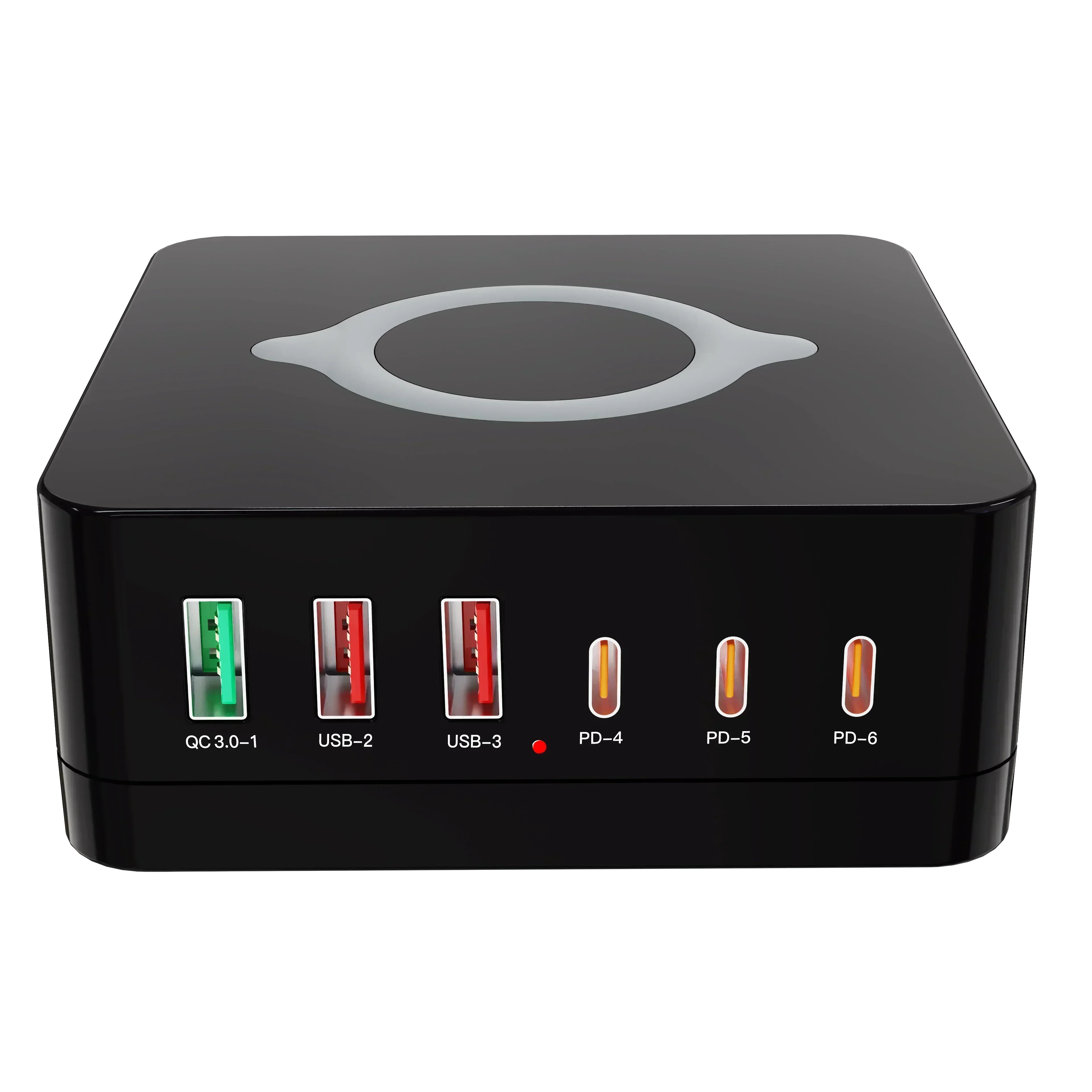 140w gan lader multiport trådløs stasjonær lader usb type  c 100w pps  pd 65w qc hurtigladestasjon for bærbar pc nettbrett telefon: Rød / Il