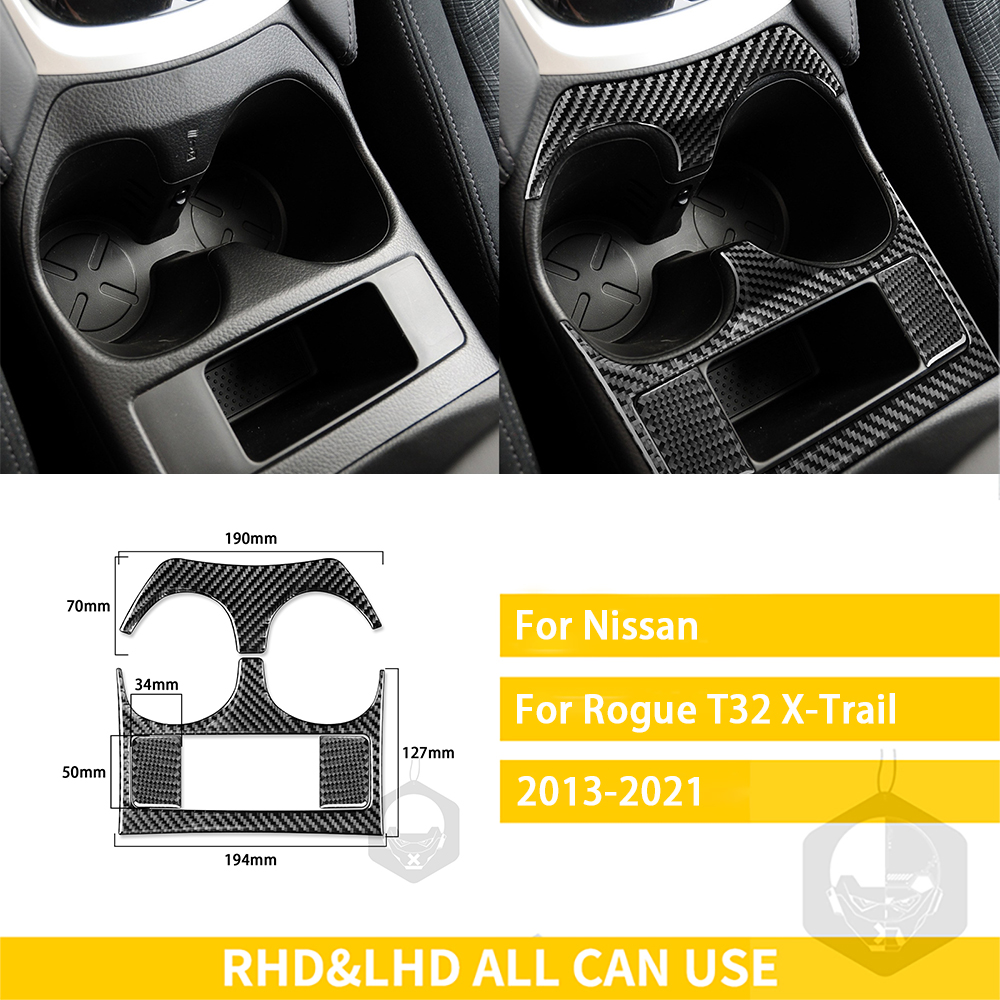 Voor Nissan X-Trail Rogue T32 Accessoires Carbon Fiber Interieur Auto Bekerhouder Panel Trim Sticker decoratie: Bruin