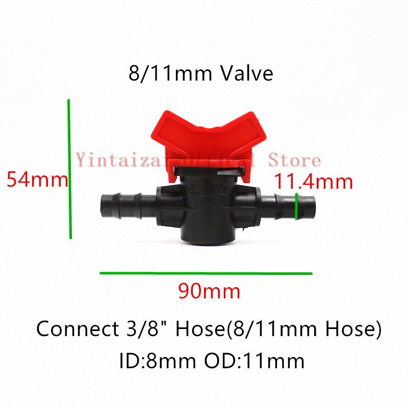 40pcs 3/8" Lock Straight Coupling Valve Barbed Mini Valves Switch For 8mm/11mm Tubing Micro Drip Irrigation Connector