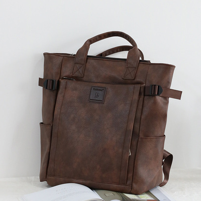 Dames Rugzakken PU Leer Reizen Heren Rugzak grote capaciteit Schooltassen Vrouwelijke grote bakken student laptoptassen rugzak: Bruin