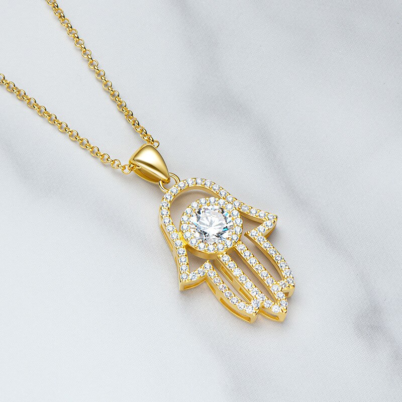 Smyoue 1 karat d-farbe 6.5mm rundschliff lupenreiner moissanit-anhänger für damen 925 silber Palme halskette goldfarbe 45cm schmuckstücke
