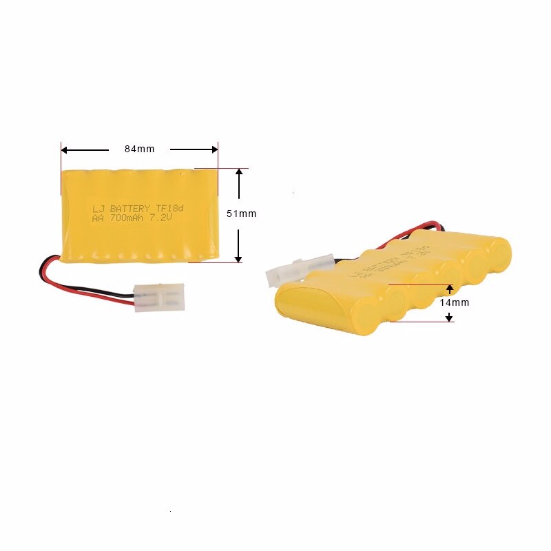 Batería ni-cd 7,2 v 700mah + cargador USB para juguetes Rc, coche, tanque, tren, Robot, barcos, pistolas AA 7,2 v, paquete de batería recargable, (Tamiya)