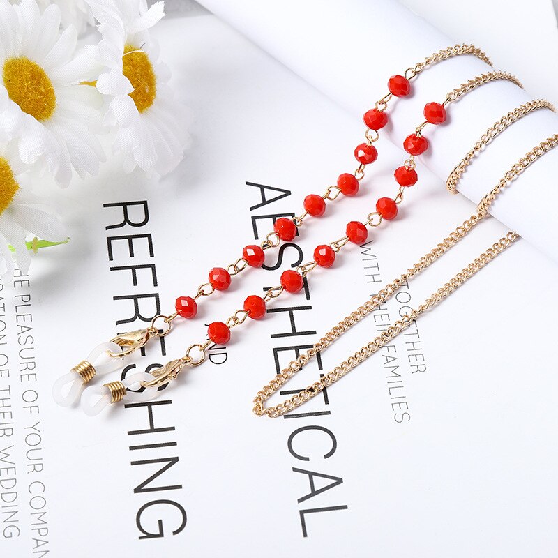 Cadena con abalorios de perlas a la para mascarilla para mujer y niña, cadenas para gafas, correas y cordones para el cuello, cuerda para gafas de lectura, soporte con cordón: 8
