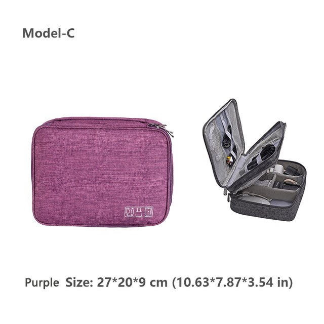 Odporne na wstrząsy elektroniczne akcesoria podróżne torba cyfrowa torebka na słuchawki gadżety etui Power Bank kabel do ładowarki USB Organizer: Purple Model C