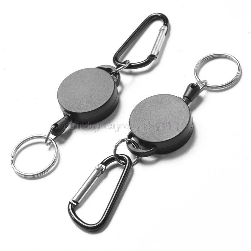 Retractable Reel Adjustable Wire Rope Keychain With Carabiner Anti-theft Anti Lost Keychain D11 19