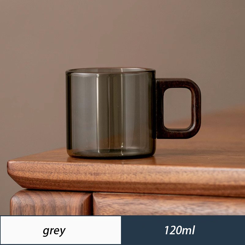 Taza de té de Pyrex de alto borosilicato de una sola capa de madera de vidrio YWDL, taza de café para agua potable de gran capacidad: Verde militar