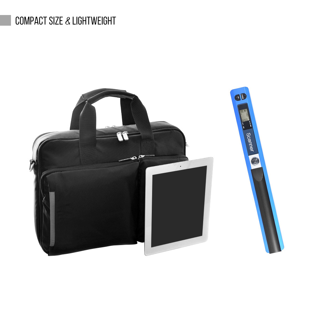Handheld Wand Wireless Scanner A4 Size 900DPI JPG/PDF Formate LCD w/ Protecting Bag for Business Document Reciepts Books Images