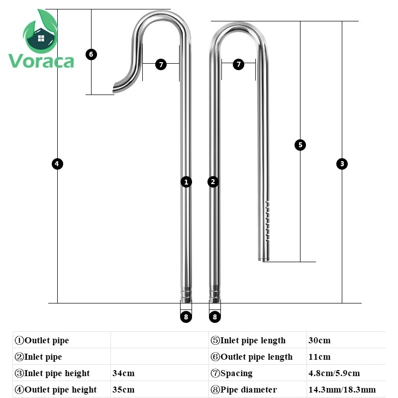 Filtro para acuario de 12/16mm, tubería de agua de acero inoxidable con Skimmer de superficie, sistema de filtración de entrada salida, césped plantado