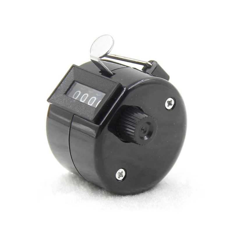 4 Digit Number Counters Plastic Shell Hand Finger Display Manual Counting Tally Clicker Color Shell Timer Soccer Golf Counter: black