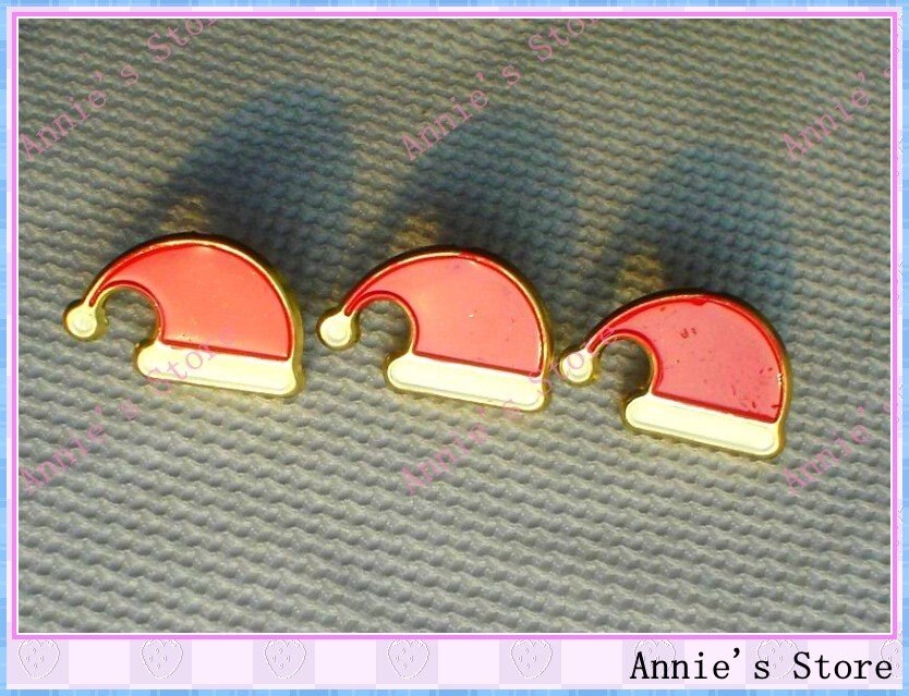 Chapeau de père noël, Scrapbooking, boîte de de noël, 50 pièces, 22x14mm, décoration artisanale d&#39;album Photo