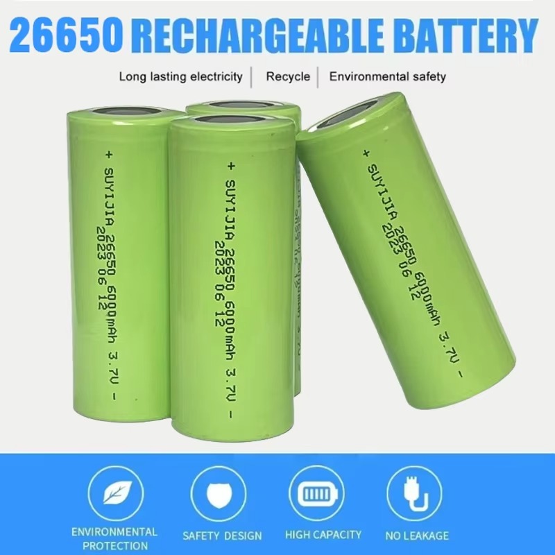 26650 Battery 3.7V 6000mah Lithium Li-ion Rechargeable Power Batteries for LED Flashligh Wireless Microphone Electric Toy