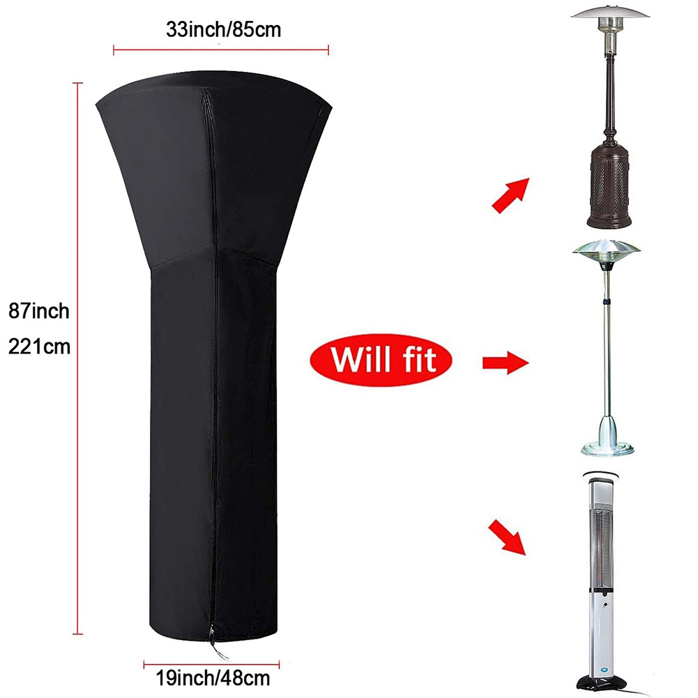 Patio Heater Cover Heavy Duty Waterproof Gas Pyramid Standup Outdoor Furniture Protector All-Purpose Covers With Zipper: D85x221cm