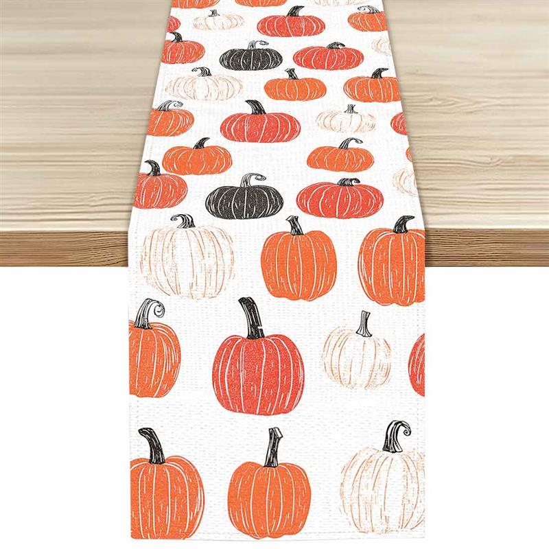 Thanksgiving pompoenen herfstbladeren polyester tafellopers bruiloft decoratie duurzame keuken eettafel lopers feestartikelen: Lichtgeel