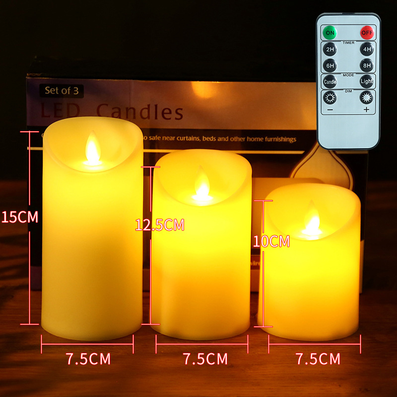 3Set Moving Flame Led Candle Lights AA Battery Operated LED Pillar Candles with Remote Flickering Tealight Wedding Party Decor: rainbow