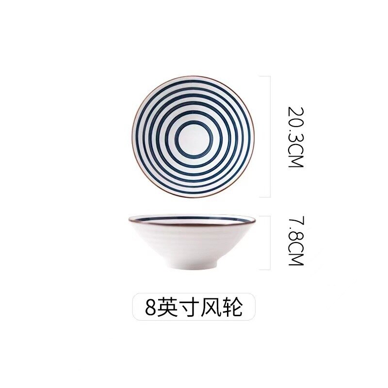 Japanese Hand-painted Japanese Style Home Ramen Bowl Hat Bowl Rice Bowl Ceramic Tableware Personality Big Soup Bowl: F