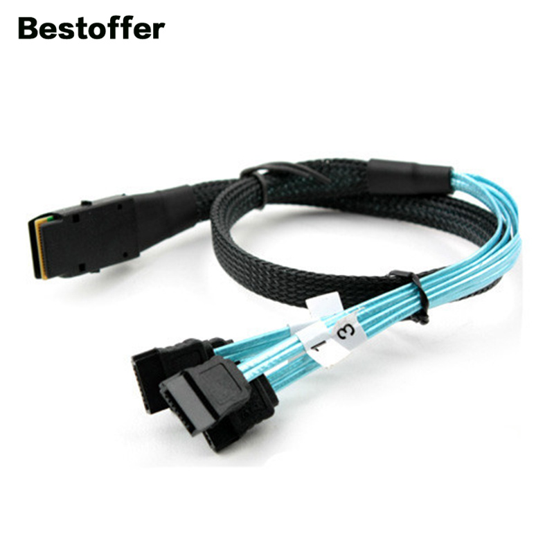 0.5 Meters 6Gbps Mini SAS SFF-8087 to 4*SATA 7-Pin Forward Breakout Cable