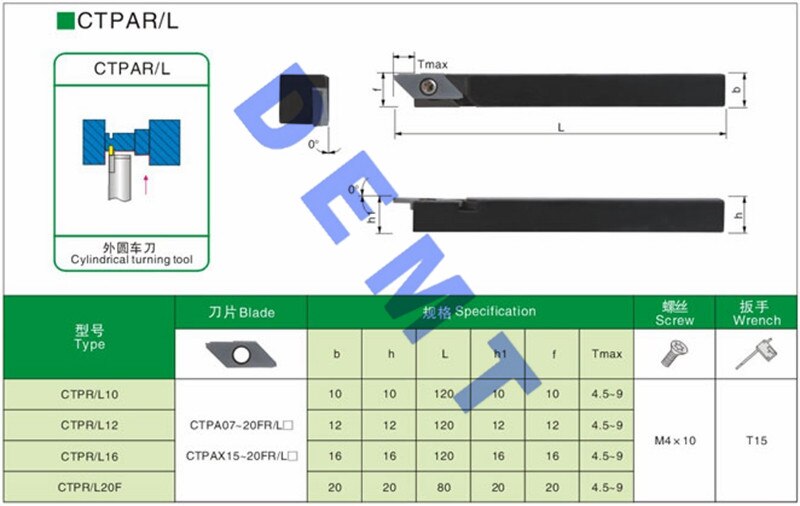 CTPAR CTPAL CTPR CTPL Small Parts Processing Toolholders CNC Turning Bars Cutting Toolholders Metal Parting and Grooving Tools