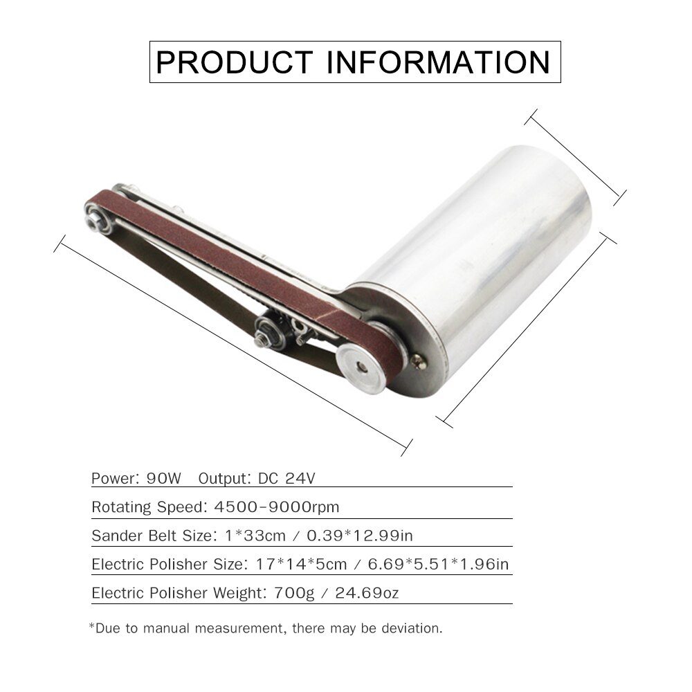 Portable Mini 24V 90W Electric Polisher Stainless Steel Belt Sander with 10PCS Sander Belts for Plastic Aluminium Iron Polishing