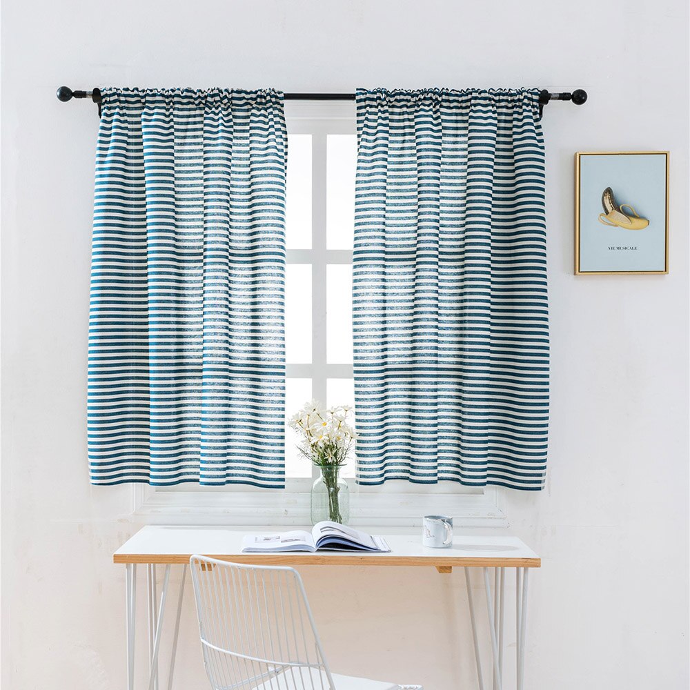 Poliestere Mantovana Tende per la telecamera Da Letto Striscia Colorata semi-oscuramento Tenda Della Finestra Mantovane Tende Brevi Finestra Copre 100*130CM