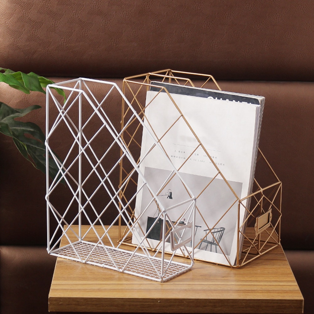 Metal Desktop Office Study Room Books Storage Rack Bookshelf Holder Organizer