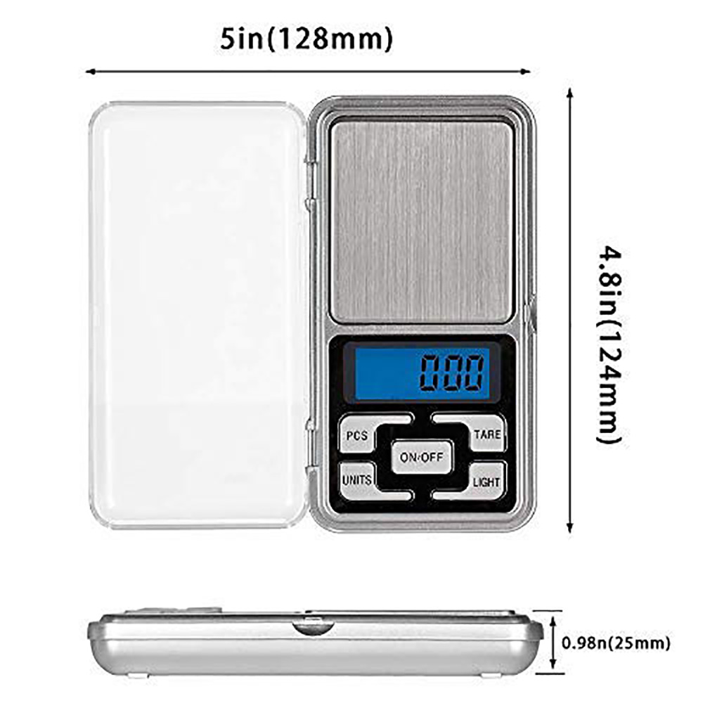 High Accuracy Mini Electronic Digital Pocket Scale Jewelry Calibration Weighing Balance Portable Counting Function Blue LCD