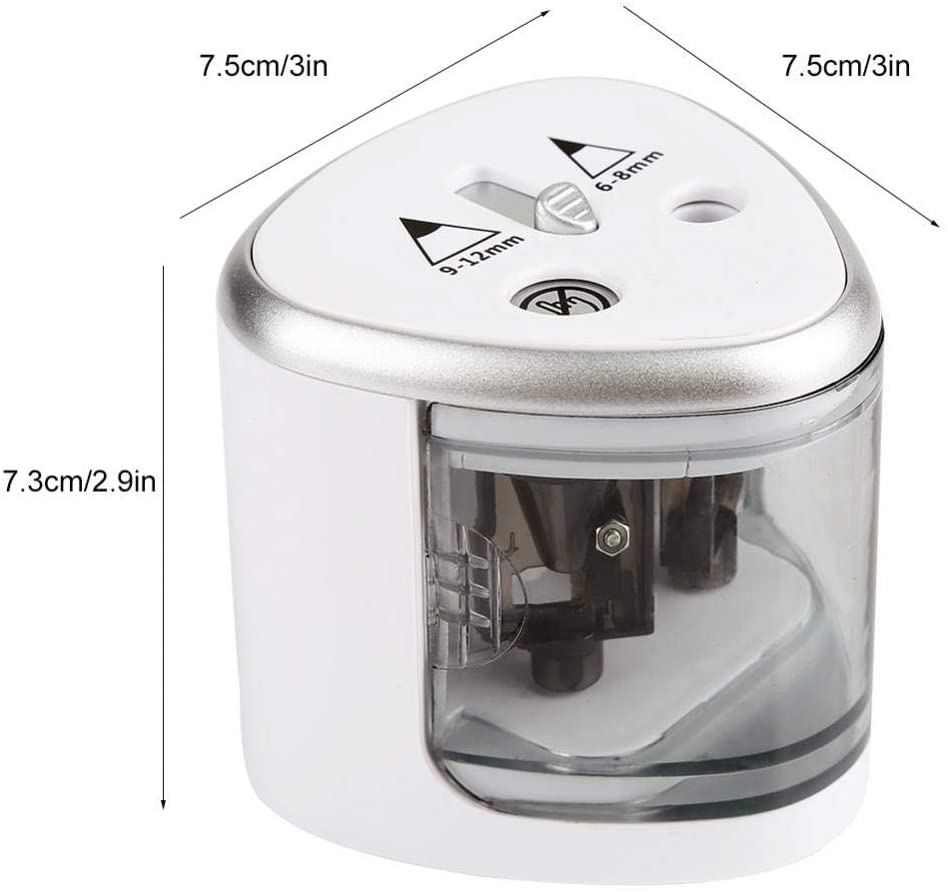 Tenwin Pencil Sharpener, Gray Double Hole Electric Pencil Sharpener for School Office and Classroom