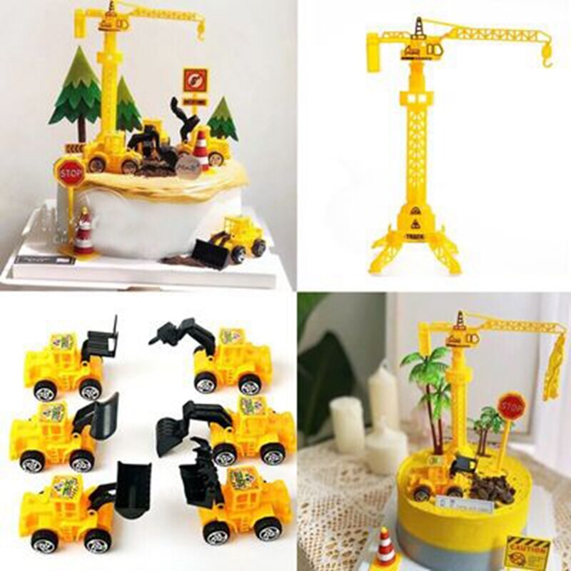 Ingenieurwesen Fahrzeug Kuchen Dekor Graben Maschine Kuchen Deckel Kran Kuchen Dekore Glücklich Geburtstag Party Dekor freundlicher Jungen Geburtstag Spielzeug