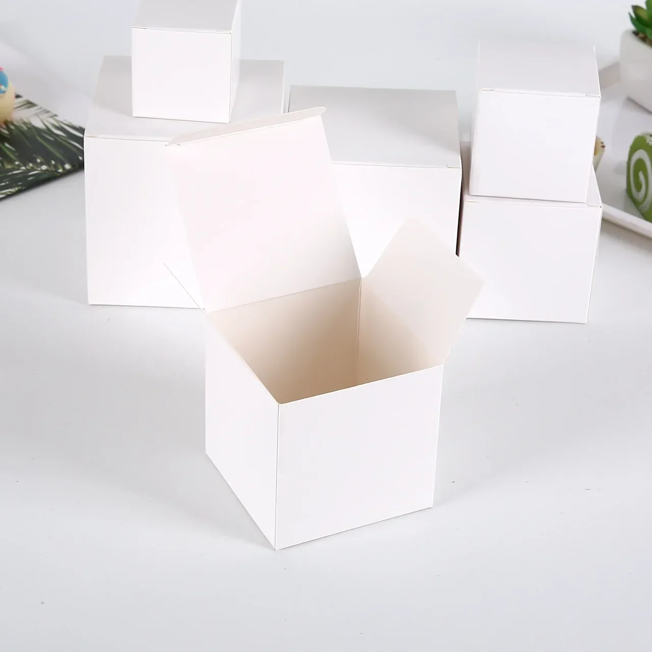 Caja de papel Kraft plegable cuadrada de 20/50 Uds., caja de cartón blanco y negro para embalaje de velas, caja de para dulces de recuerdo de de boda: Verde oliva / 9x14 cm / 18x7x24 cm