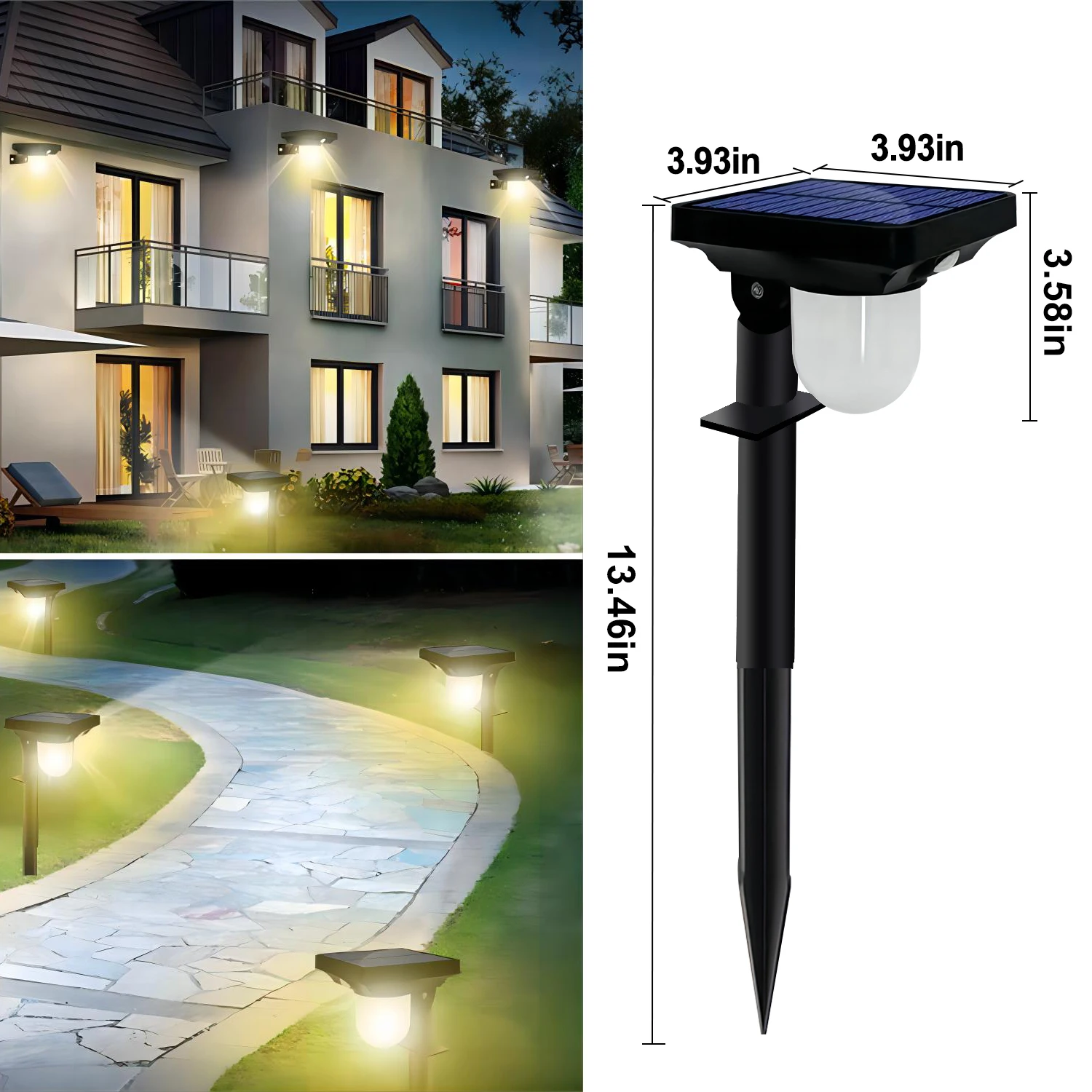 Lampy solarne Ogród na zewnątrz Zasilana energią słoneczną kinkiet Wodoodporny czujnik ruchu Ścieżka Światło Krajobraz Ścieżka Podwórko Podwórko Trawnik: Default Title