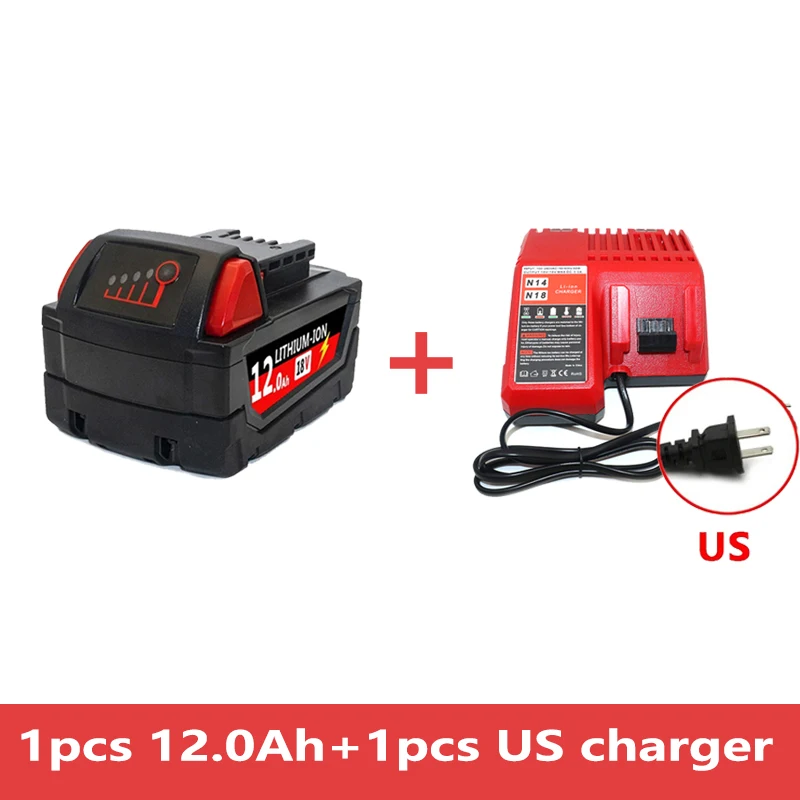 NEUE 18V Für Milwaukee M18 M18B6 18V XC 12Ah 9Ah Li-Ion Akku 48-11-1860/Ladegerät akku: Braun
