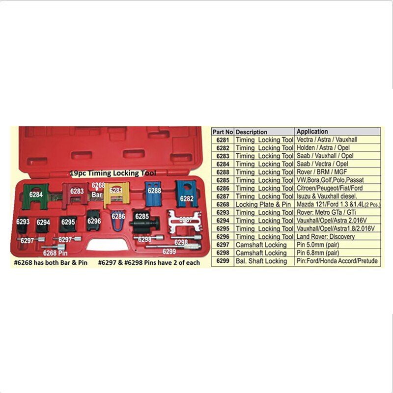 Universal 19Pcs Engine Pulley Timing Belt Camshaft Flywheel Locking Tool Set Kit