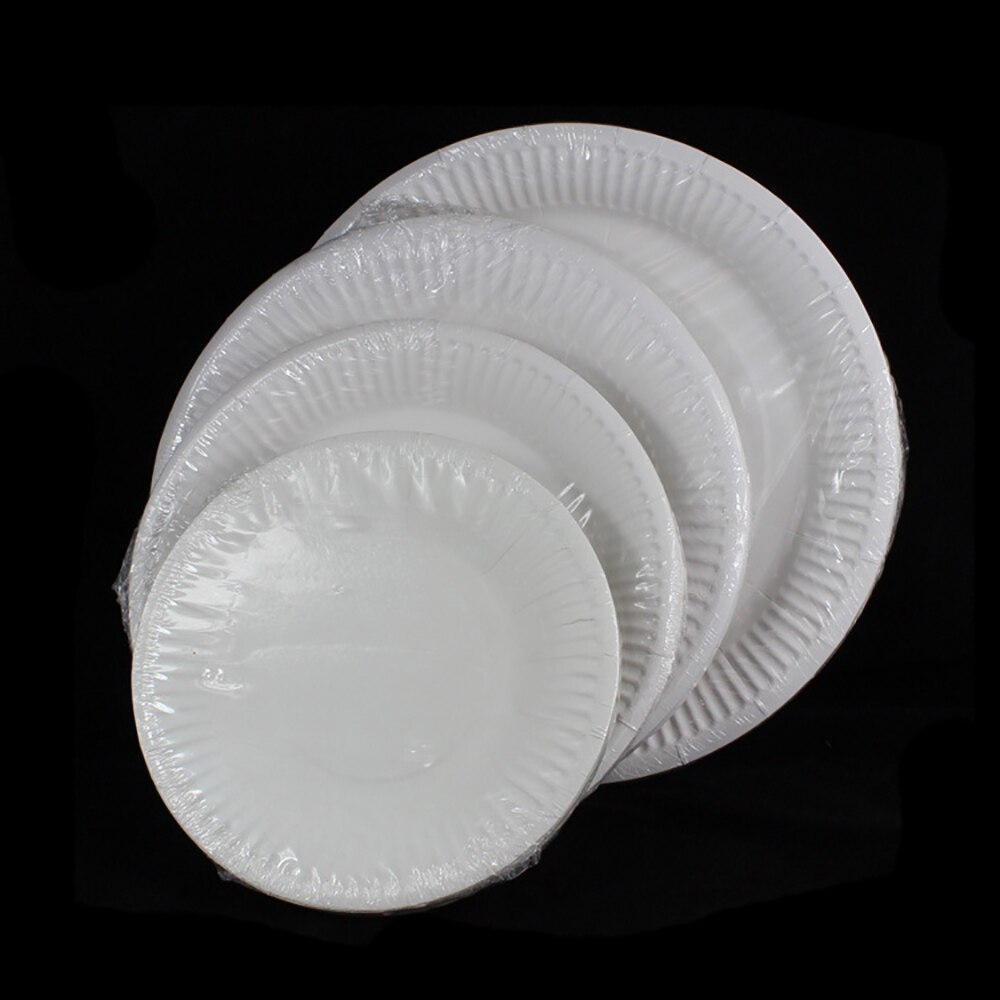 100PCS Disposable Plate 100% Compostable White Paper Plate Round Cake Plate for Party/Camping