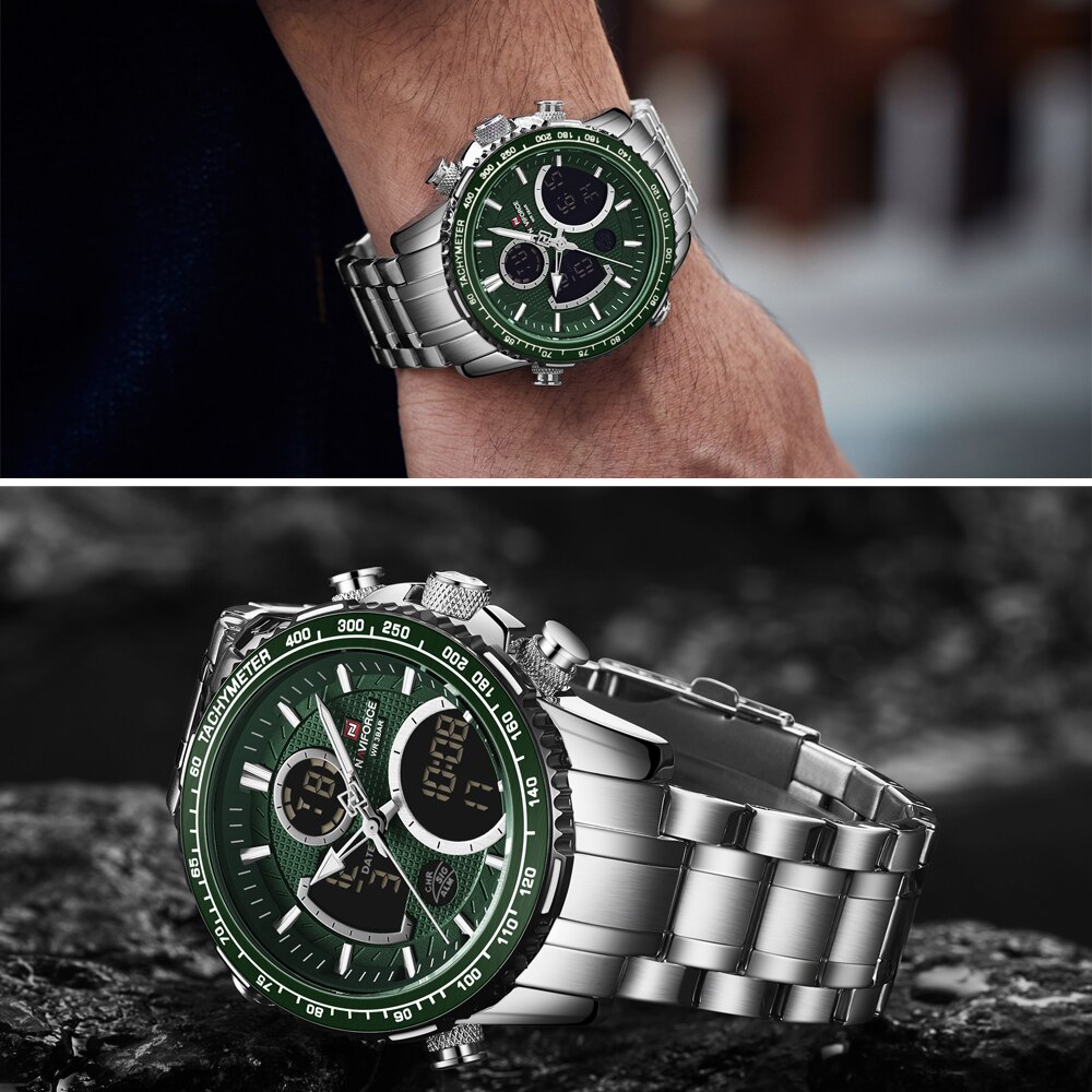 Naviforce Mannen Horloge Waterdichte Grote Wijzerplaat Sport Horloges Mannen Analoge Digitale Waterdichte Quartz Horloge Datum Mannelijke Klok