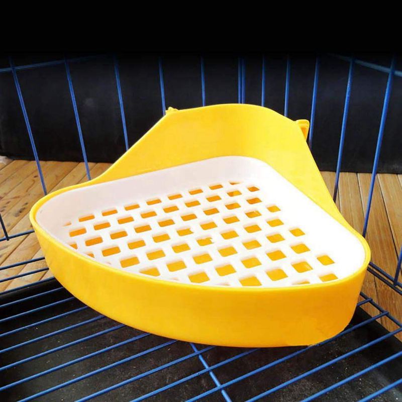 Bandeja de arena para conejo y hámster, esquinero orinal para animales pequeños, azul