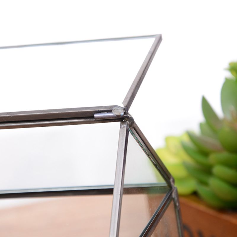 Terrario de cristal geométrico hecho a mano con forma de casa, maceta de exhibición artesanal, alféizar de ventana, con columpio