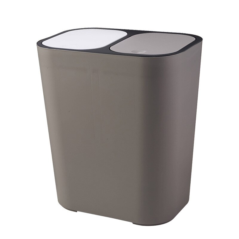 Nordic classified trash cans Plastic trash cans Household kitchen ideas with more dry and wet separation of two bins of garbage*: grey