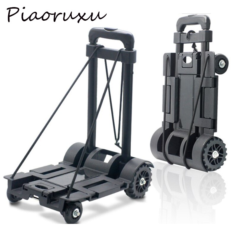 Full folding stainless steel luggage car Bearing capacity 30kg luggage Easy to carry trolley suitcase Schoolbags shopping carts: iron  pull rod